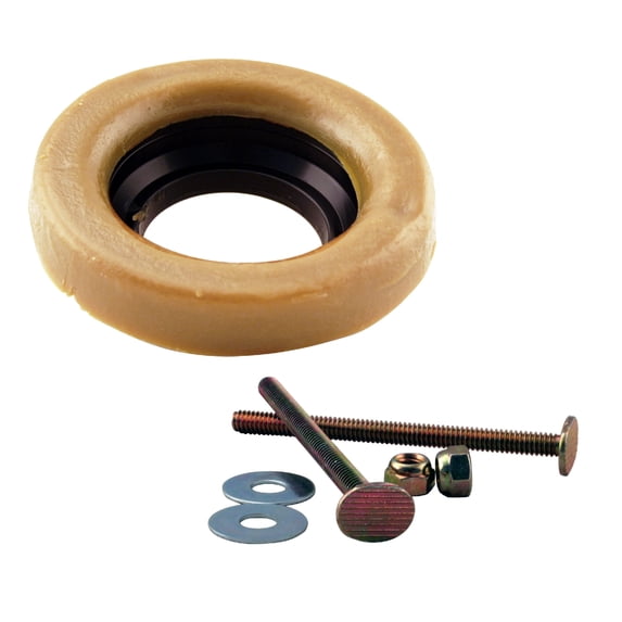 Westbrass D6033-40 Thick Wax Toilet Bowl Ring Gasket with Flange and Closet Bolts, fits 3" and 4" Waste Lines (1-Pack)
