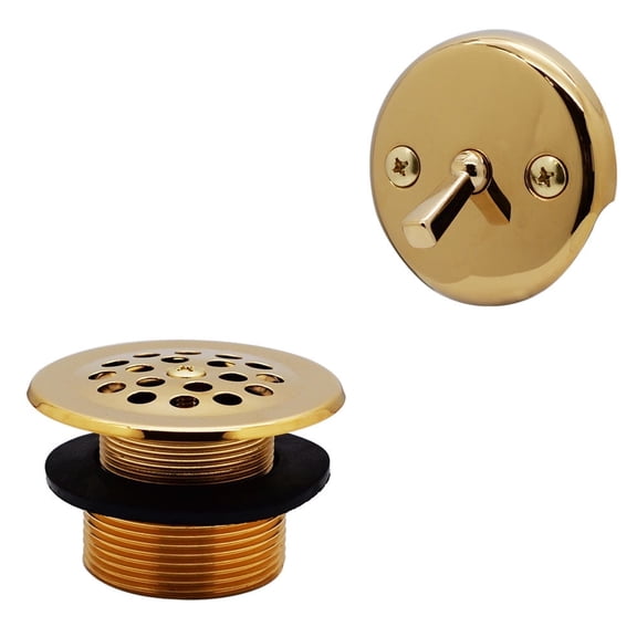Westbrass 1-3/8" Bathtub Drain Cover with Trip Lever and Conversion Adaptor Bushing, Polished Brass