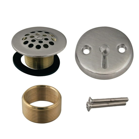 Westbrass 1-3/8" Bathtub Drain Cover with Trip Lever and Conversion Adaptor Bushing, Stainless Steel