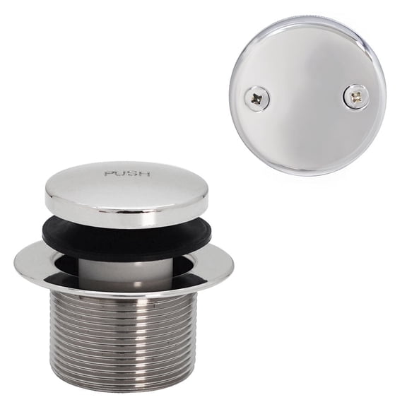 Westbrass D93-2-26 1-1/2" Tip-Toe Bathtub Drain with Two-Hole Overflow, Polished Chrome