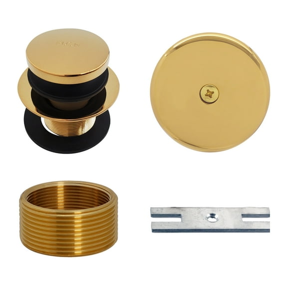 Westbrass Universal 1-3/8" Tip-Toe Bathtub Drain with One-Hole Overflow and 1-1/2" Adapter, Polished Brass