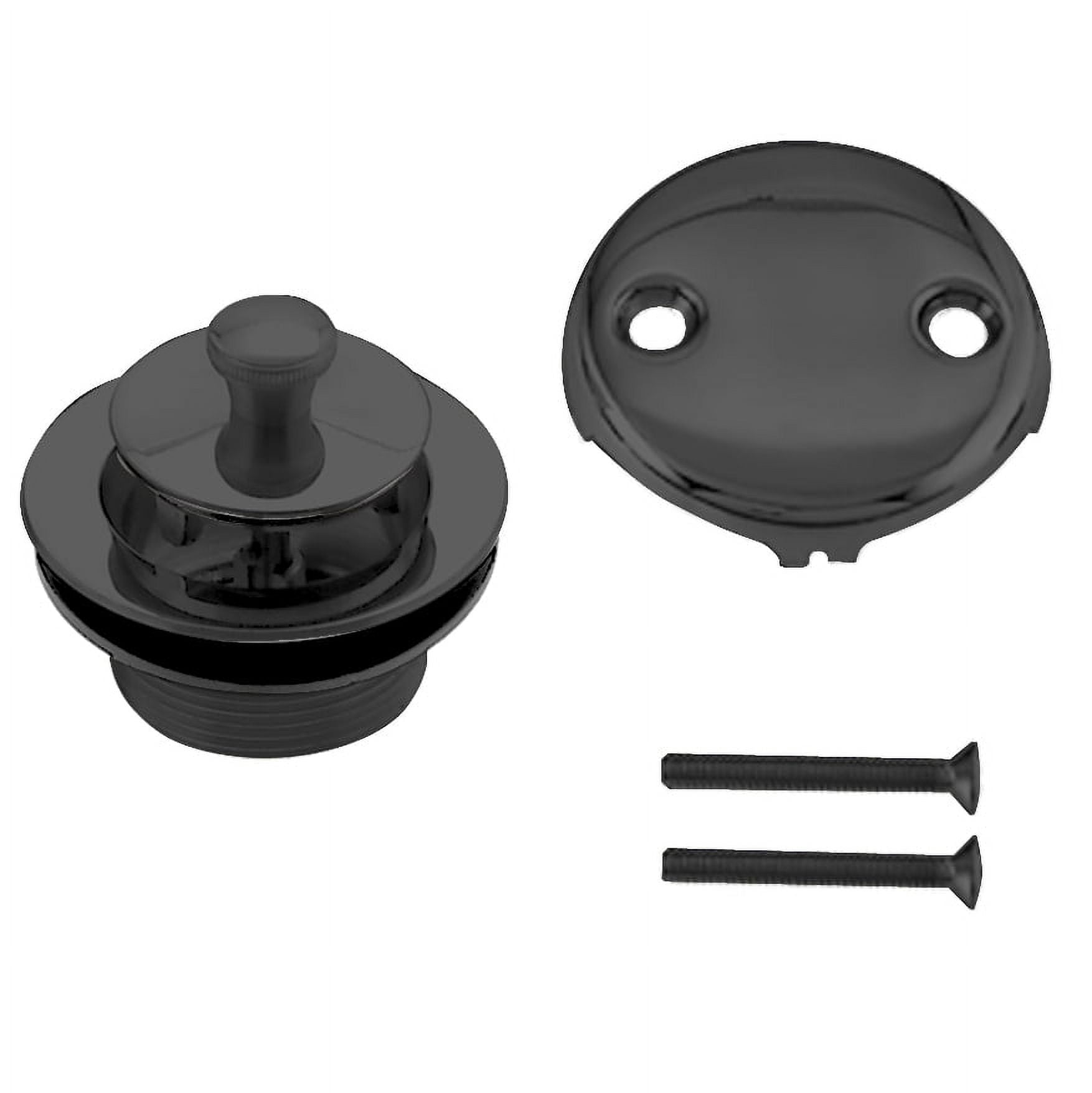 Matte Black Coarse Thread Twist & Close Bathtub Drain Trim Kit