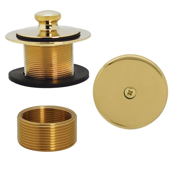 Westbrass 1-3/8" Twist & Close Bathtub Drain Trim with One-Hole Overlfow and Universal Adaptor, Polished Brass