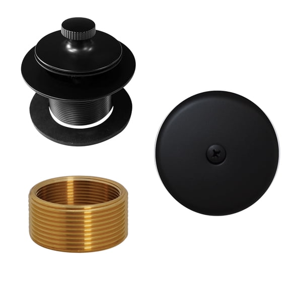 Westbrass 1-3/8" Twist & Close Bathtub Drain Trim with One-Hole Overlfow and Universal Adaptor, Matte Black