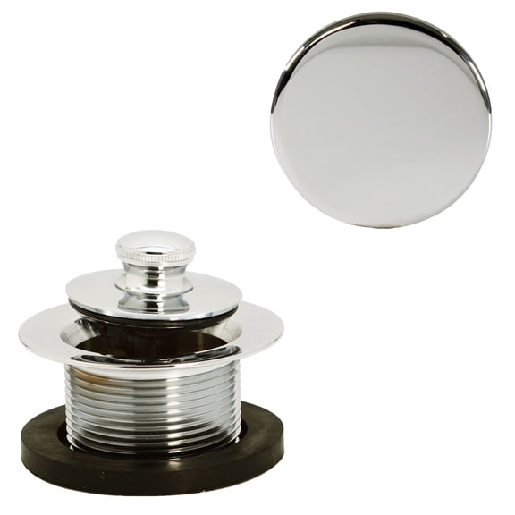 Westbrass 1-1/2" NPSM Coarse Thread Twist & Close Bathtub Drain with No-Hole Overflow, Polished Nickel