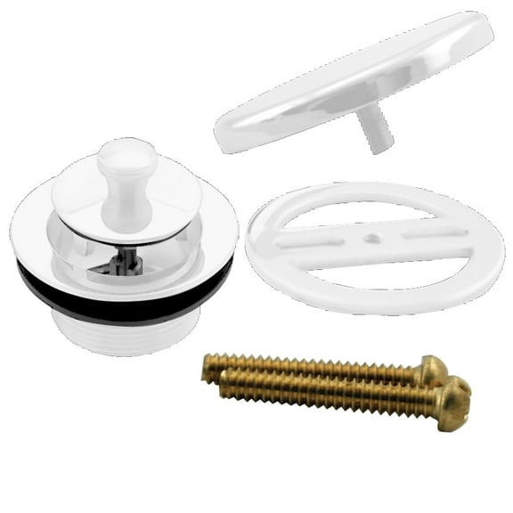 Westbrass 1-1/2" NPSM Coarse Thread Twist & Close Bathtub Drain with No-Hole Overflow, Powder Coat White