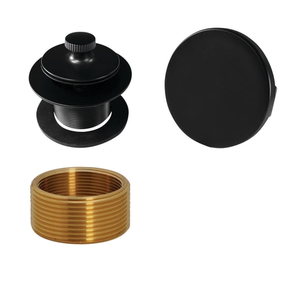 Westbrass Universal Thread Twist & Close Bathtub Drain Trim with Adaptor and No-Hole Overflow Cover, Matte Black