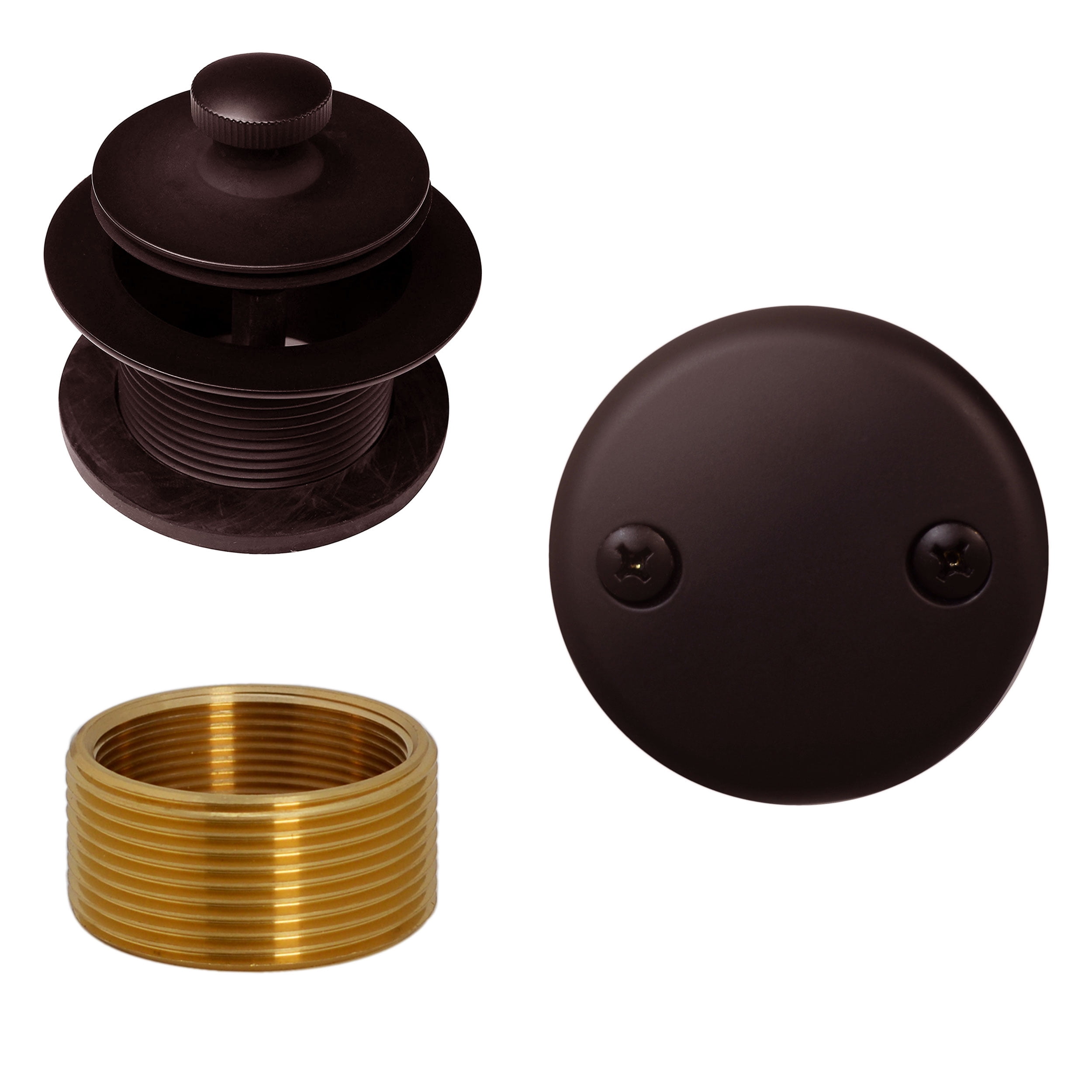 Westbrass D94K12 Twist & Close Bathtub Drain Stopper with 2Hole Faceplate and Adapter Bushing
