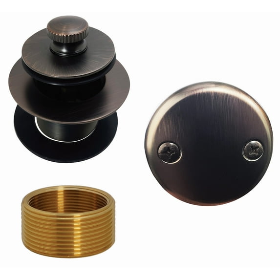 Westbrass Universal Thread Twist & Close Bathtub Drain with Adaptor and Two-Hole Overflow, Antique Bronze