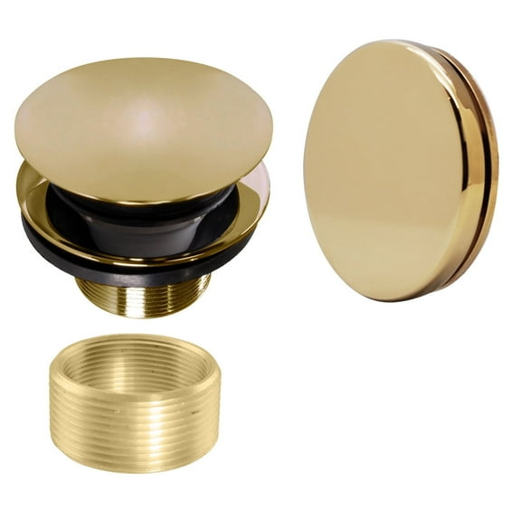 Westbrass Tip-Toe Bathtub Drain with No-Hole Overflow and Universal Adaptor, Polished Brass