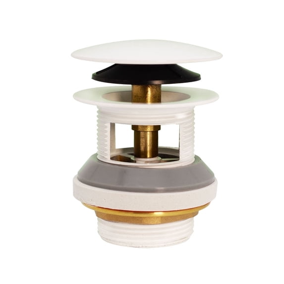 Westbrass Coarse Thread Tip-Toe Bathtub Drain use for Integrated Overflow, Powder Coat Whte