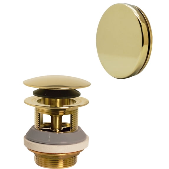 Westbrass Tip-Toe Bathtub Drain with No-Hole Cover use for Integrated Overflow Channels, Polished Brass