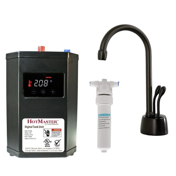 Westbrass Develosah 9" 2-Handle Instant Hot and Cold Water Dispenser Faucet with Heat Tank, Oil Rubbed Bronze