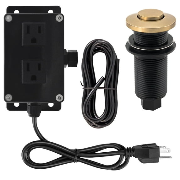 Westbrass Disposal Air Switch with Flush Button and Dual Outlet Box, Champagne Bronze