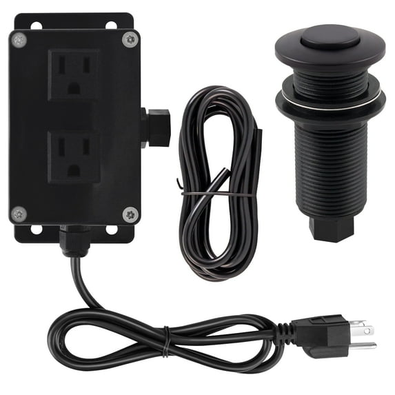 Westbrass Disposal Air Switch with Flush Button and Dual Outlet Box, Matte Black