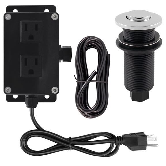 Westbrass Disposal Air Switch with Flush Button and Dual Outlet Box, Polished Chrome