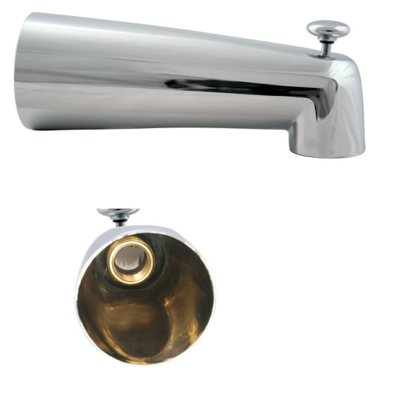Westbrass E507D-1F-26 7" Reach Wall Mount Tub Spout with Diverter, Polished Chrome