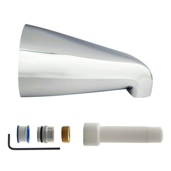 Westbrass E531US-26 Universal Fit 5-1/4" Wall Mount Tub Spout, Polished Chrome
