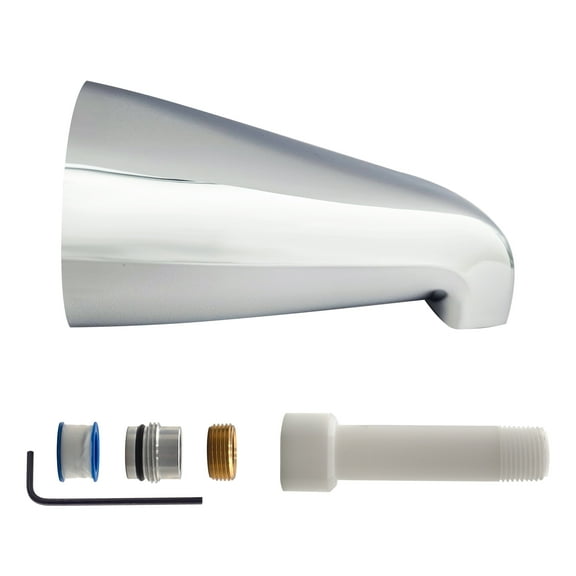 Westbrass E531US-26 Universal Fit 5-1/4" Wall Mount Tub Spout, Polished Chrome