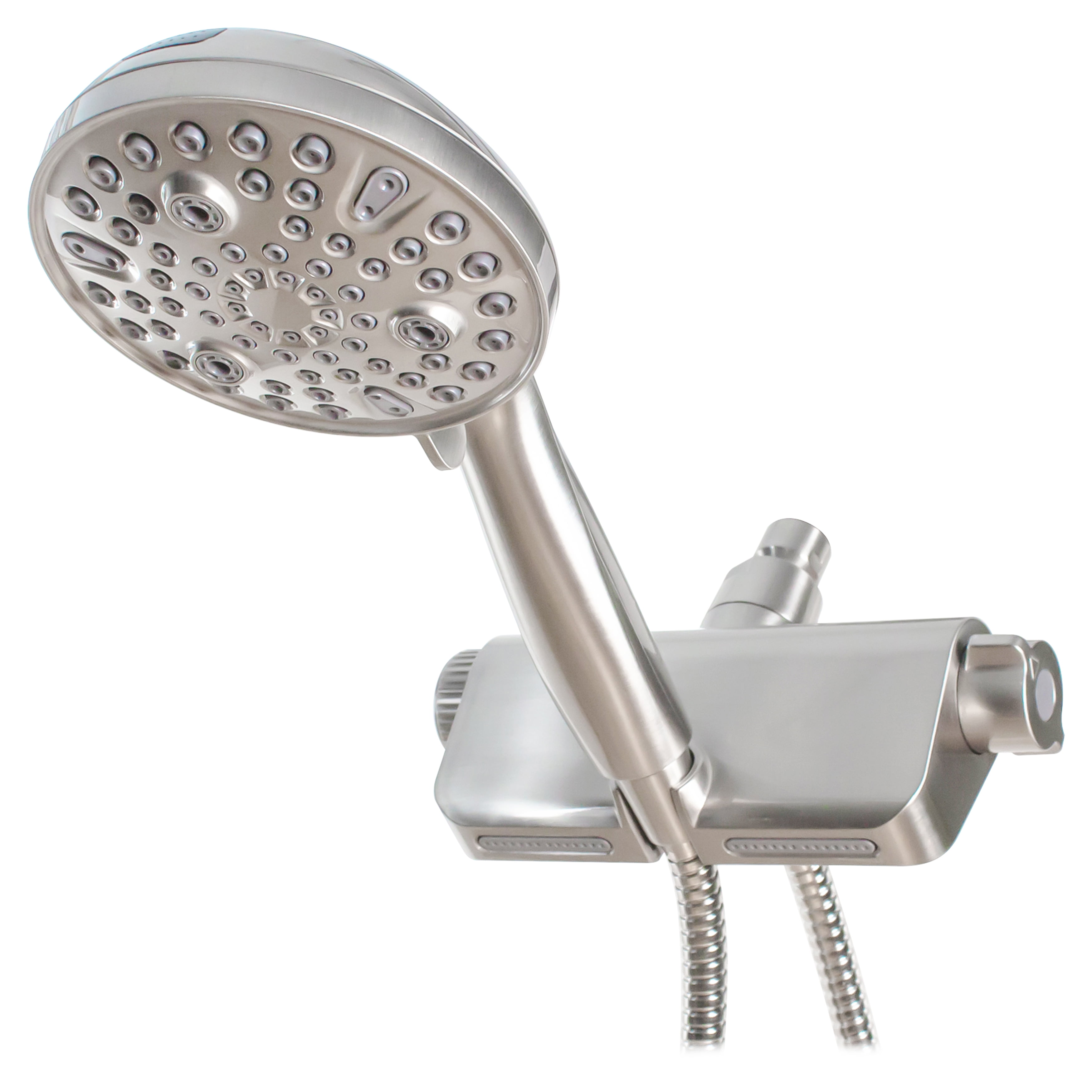 Satin Nickel Multi-Function Handheld Shower with Filter and Wall Mount