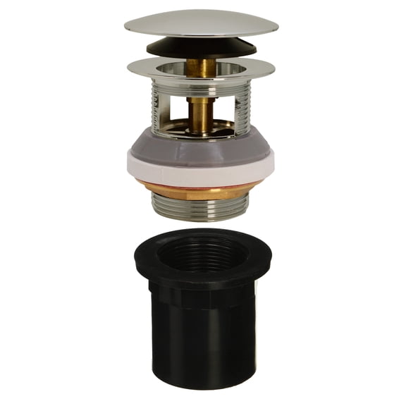 Westbrass Integrated Overflow Coarse Thread Tip-Toe Drain with ABS Adapter, Polished Nickel