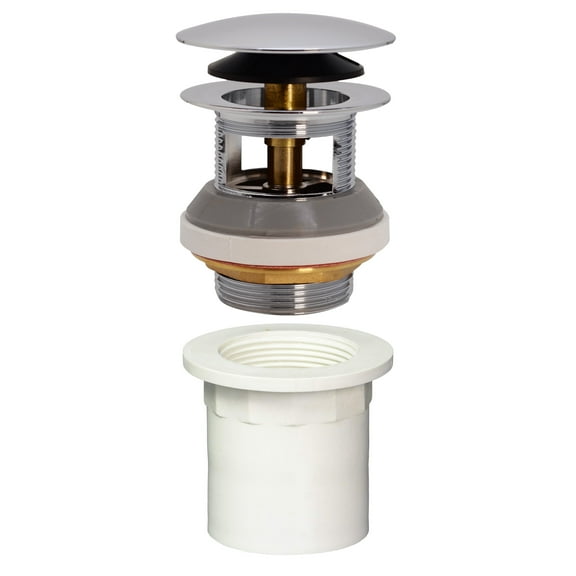 Westbrass Integrated Overflow Coarse Thread Tip-Toe Drain with PVC Adapter, Polished Chrome