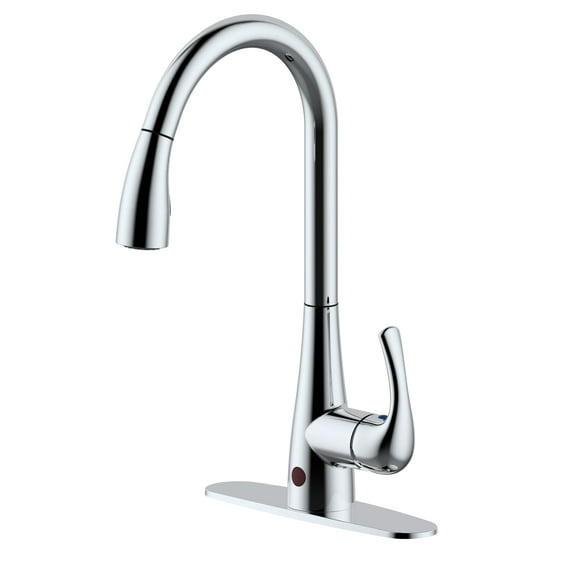 Westbrass KA03A-26 Dual Sensor-Touchless Motion Control Kitchen Faucet with Pull Down Sprayer Head, Polished Chrome