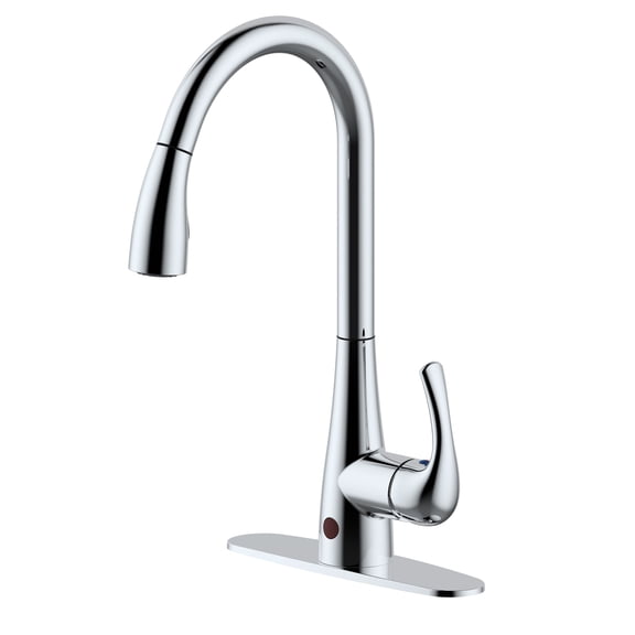 Westbrass KA03A-26 Dual Sensor-Touchless Motion Control Kitchen Faucet with Pull Down Sprayer Head, Polished Chrome