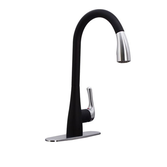 Westbrass KA03A-6220 Dual Sensor-Touchless Motion Control Kitchen Faucet with Pull Down Sprayer Head, Matte Black/Stainless Steel