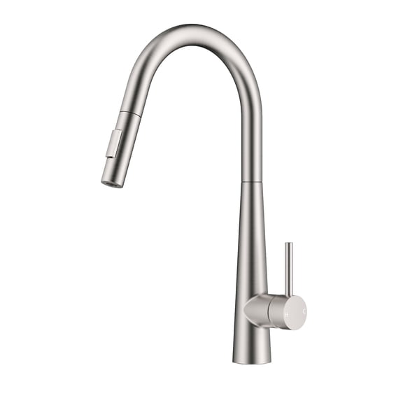 Westbrass KD07A-07 17" Single Handle Kitchen Faucet with Adjustable Pull Down Sprayer, Satin Nickel