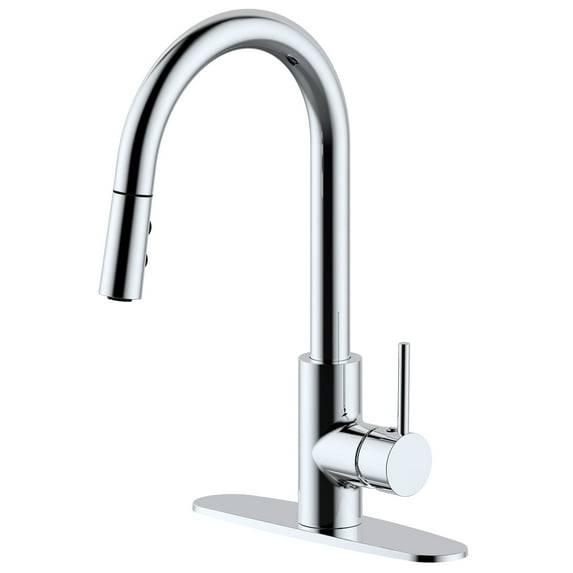 Westbrass KD08B-26 Dual Spray Push Button Mode Kitchen Faucet with Pull Down Sprayer Head, Polished Chrome
