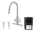 thumbnail image 1 of Westbrass 4 in 1 Kitchen Faucet Kit with Dual Mode Pull Out Spray Head, Hot Water Tank and In-Line Water Filter System, Stainless Steel, 1 of 14