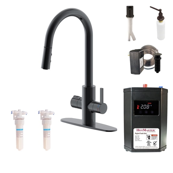 Westbrass 4 in 1 Kitchen Faucet Kit with Heatin Tank, Filter System, Air Gap, Sink Mount Soap Dispenser and Dual Outlet Raised Button Air Switch, Oil Rubbed Bronze