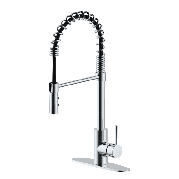 Westbrass KS18A-26 21" Commercial Kitchen Faucet with Dual Function Open Coil Pull Down Sprayer and 1-Lever Handle, Polished Chrome