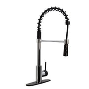 Westbrass KS18A-2612 21" Commercial Style Kitchen Faucet with Dual Function Open Coil Pull Down Sprayer and 1-Lever Handle, Polished Chrome/Oil Rubbed Bronze