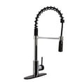 thumbnail image 1 of Westbrass KS18A-2612 21" Commercial Style Kitchen Faucet with Dual Function Open Coil Pull Down Sprayer and 1-Lever Handle, Polished Chrome/Oil Rubbed Bronze, 1 of 15