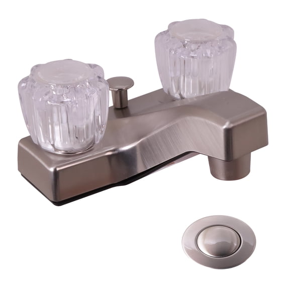 Westbrass 4" 2-Handle Non-Metallic Centerset Bathroom Faucet with Pop-Up Drain, Satin Nickel