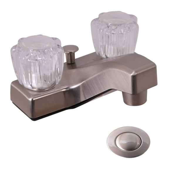 Westbrass 4" 2-Handle Non-Metallic Centerset Bathroom Faucet with Pop-Up Drain, Satin Nickel