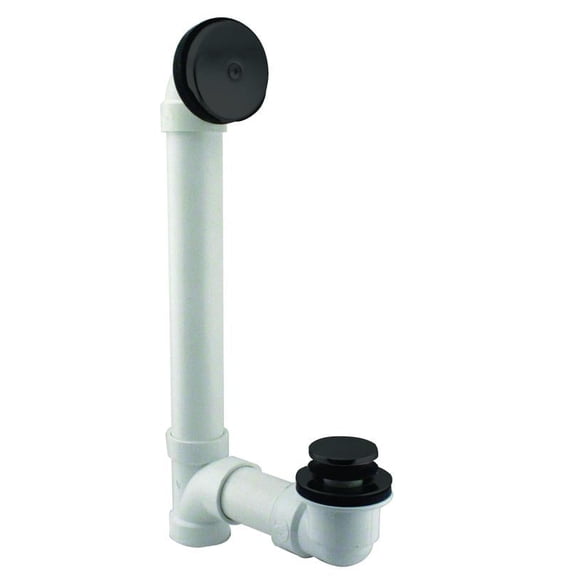 Westbrass PVC Bathtub Assembly with One-Hole Overflow Cover and Tip-Toe Drain, Matte Black (12-Pack)