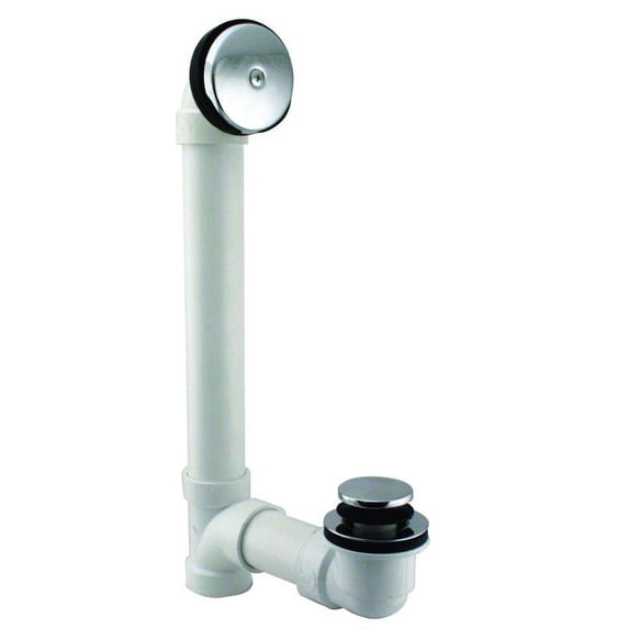 Westbrass PVC Bathtub Assembly with One-Hole Overflow Cover and Tip-Toe Drain, Polished Chrome