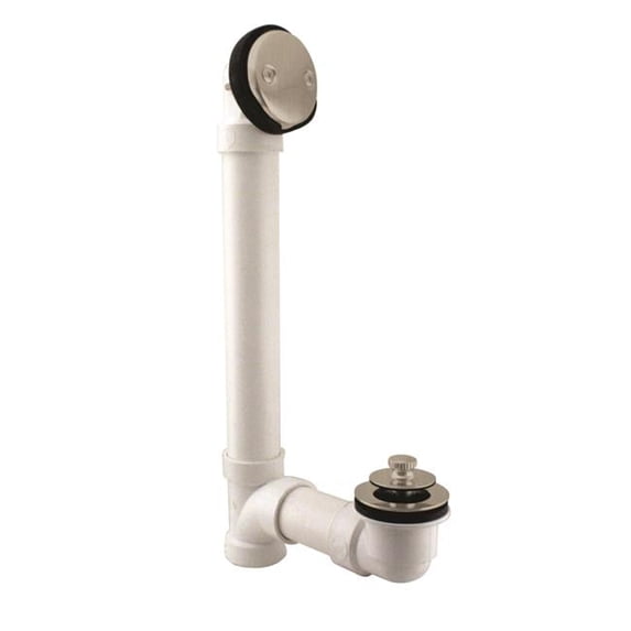 Westbrass Pull & Drain Schedule 40 PVC Bath Waste with Two-Hole Elbow in Satin Nickel