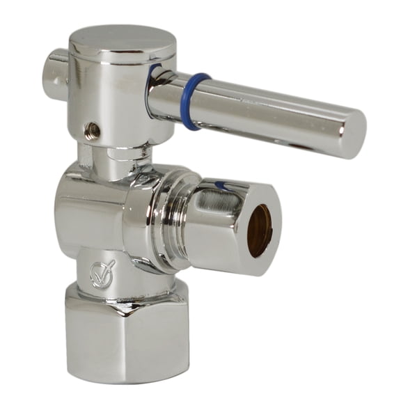 Westbrass 1/4-Turn Lever Angle Stop Valve, 1/2" IPS x 3/8" OD, Polished Nickel