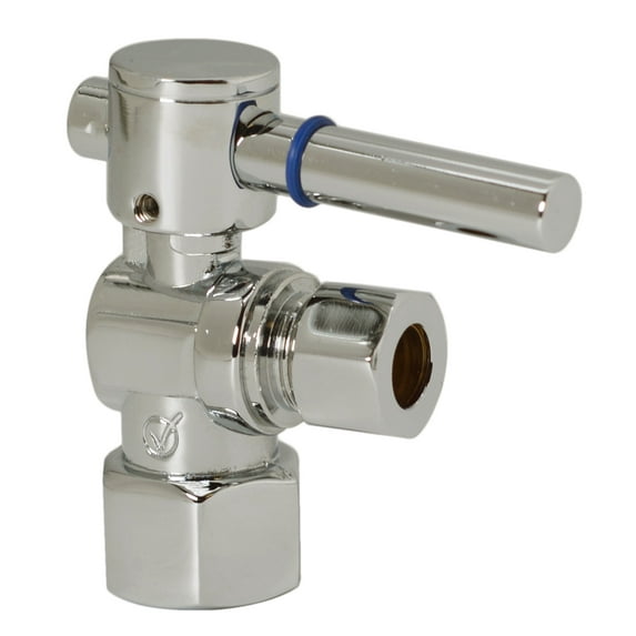 Westbrass 1/4-Turn Lever Angle Stop Valve, 1/2" IPS x 3/8" OD, Polished Nickel
