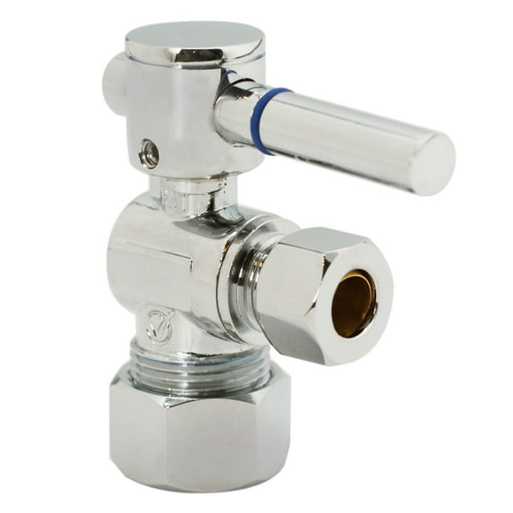 Westbrass 1/4-Turn Lever Angle Stop Valve, 5/8" OD x 3/8" OD, Polished Nickel