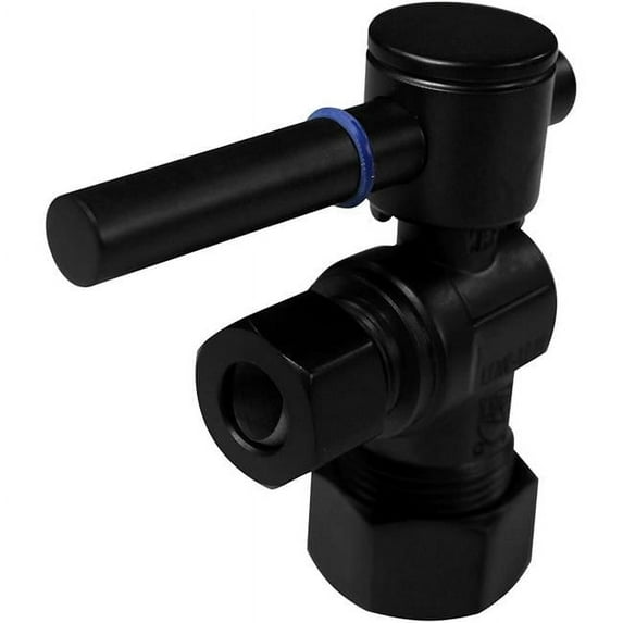 Westbrass R105BL-62 0.625 x 0.375 in. OD Angle Stop with 0.25 Turn Lever Handle, Matte Black