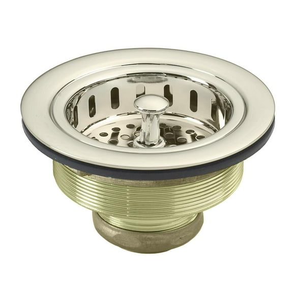 Westbrass R214-05 3-1/2-Inch Post Style Kitchen Sink Basket Strainer, Polished Nickel