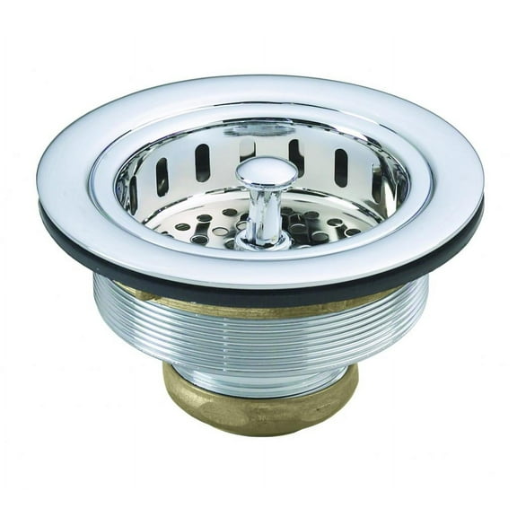 Westbrass R214-26 3-1/2-Inch Post Style Kitchen Sink Basket Strainer, Polished Chrome