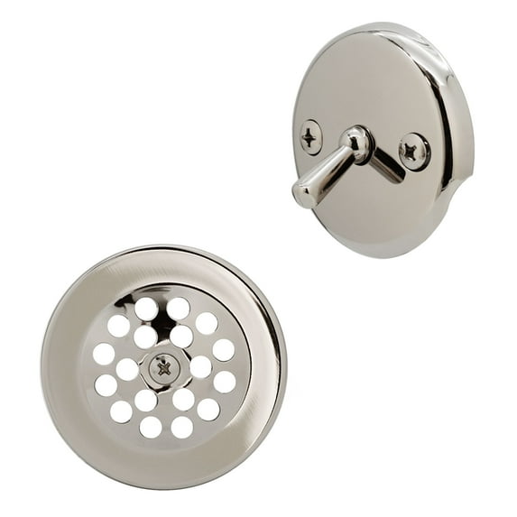 Westbrass R92-05 3-1/8" Brass Trip Lever Bathtub Drain with 2-Hole Overflow, Polished Nickel