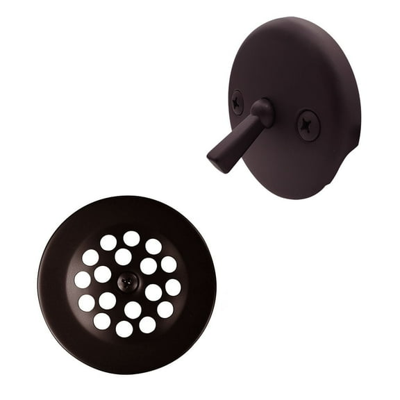 Westbrass R92-12 3-1/8" Brass Trip Lever Bathtub Drain with 2-Hole Overlfow, Oil Rubbed Bronze