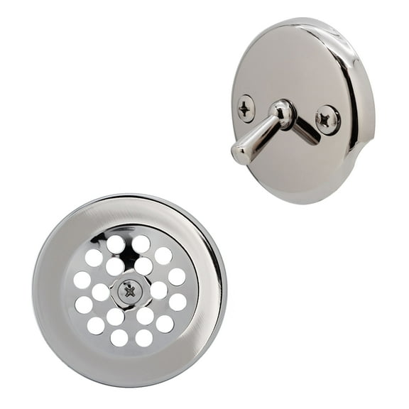 Westbrass R92-26 3-1/8" Brass Trip Lever Bathtub Drain with 2-Hole Overflow, Polished Chrome